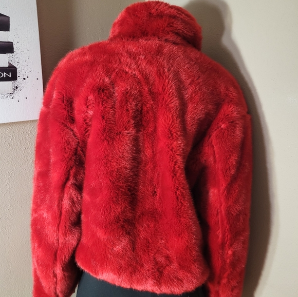 Zara Red Faux Fur Jacket - Picture 4 of 5